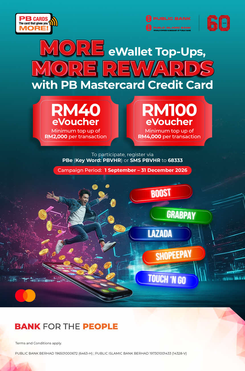 More eWallet Top-Ups, More Rewards with PB Mastercard Credit Card